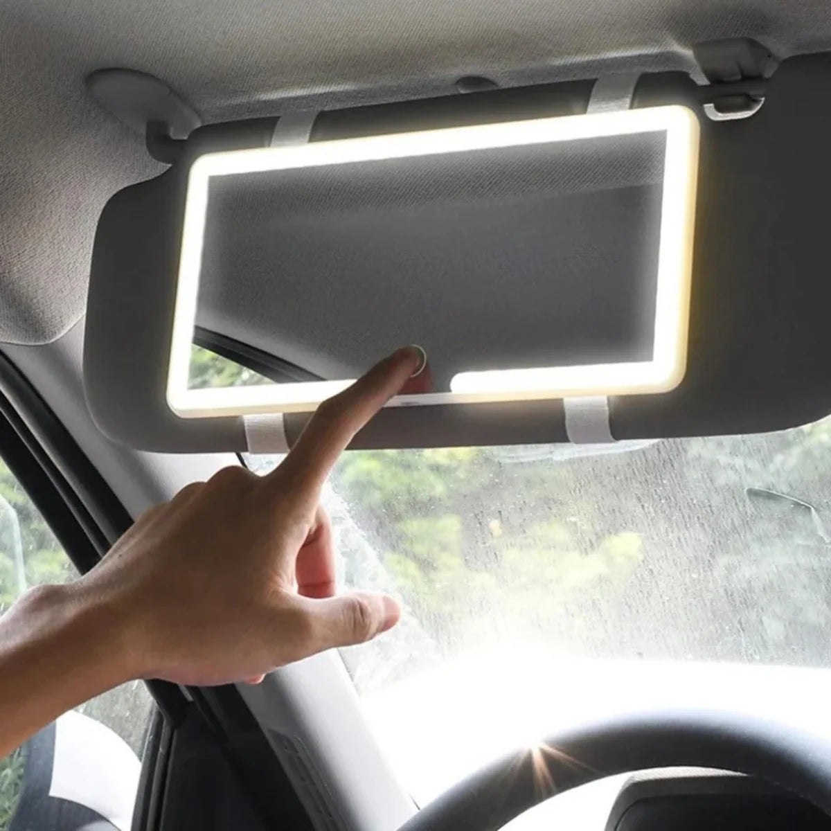Espejo de Lujo con Luz LED para Carro Lumina Premium™ - Iluminación Profesional en Tus Manos
