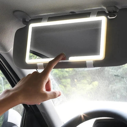Espejo de Lujo con Luz LED para Carro Lumina Premium™ - Iluminación Profesional en Tus Manos
