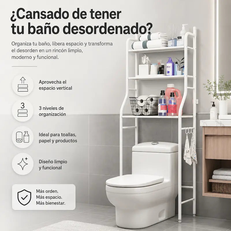 Estante Organizador de Baño 3 Niveles - Ordena tu baño sin remodelar