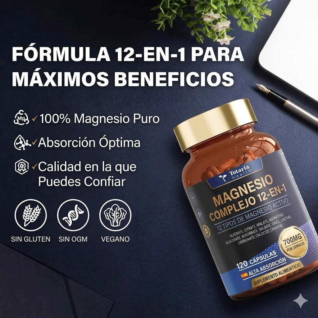 MAGNESIUM COMPLEX 700mg - FÓRMULA AVANZADA 12 EN 1 - 120 CÁPSULAS