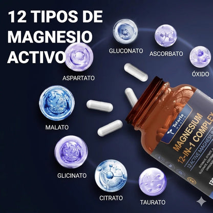 MAGNESIUM COMPLEX 700mg - FÓRMULA AVANZADA 12 EN 1 - 120 CÁPSULAS