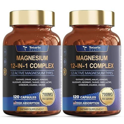 MAGNESIUM COMPLEX 700mg - FÓRMULA AVANZADA 12 EN 1 - 120 CÁPSULAS